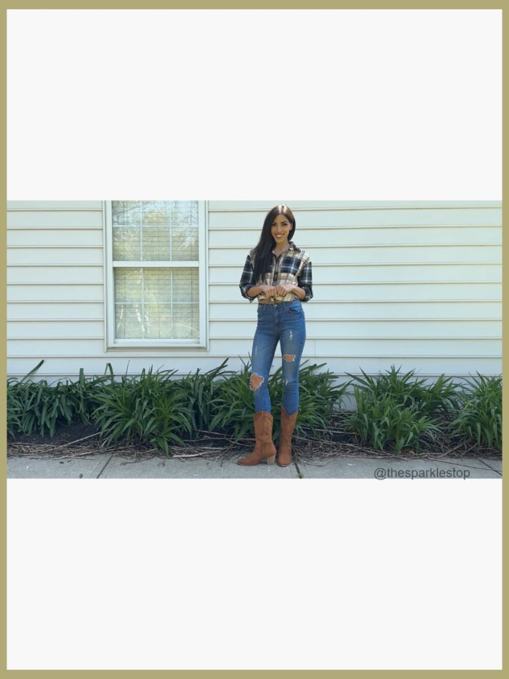 Mid Calf Cowboy Boots with Embroidered Detail & Chunky Heel - Picture 7 of 7